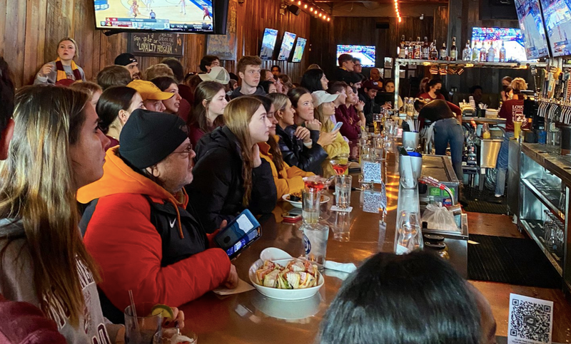 Loyola fans at bar