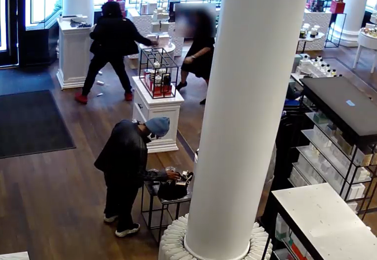 Police said the three suspects entered the store and began grabbing items on March 19