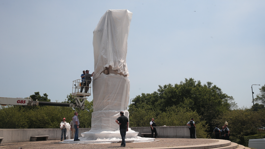 Lightfoot predicts Columbus statue will return to Grant Park, after safety planning