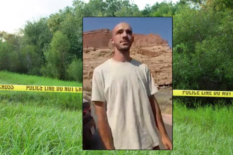 Brian Laundrie (inset) and police tape at the Myakkahatchee Creek Environmental Park in October.
