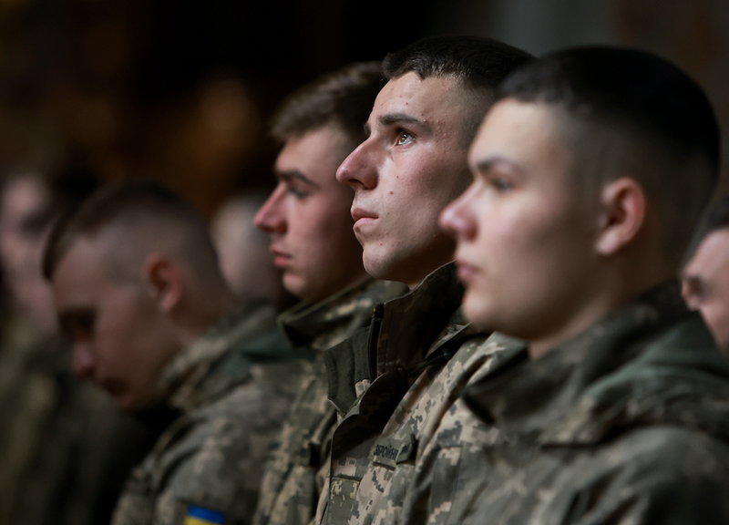 Ukrainian soldiers at funeral