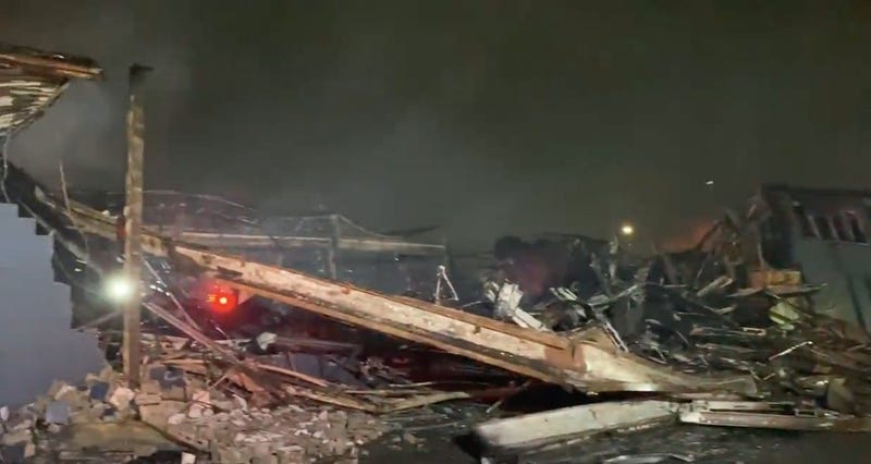Burnt down warehouse
