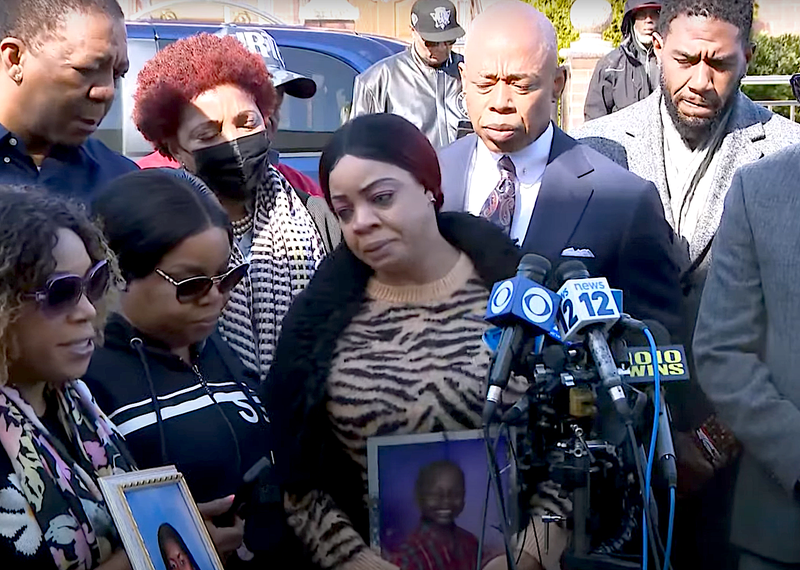 Kade Lewin's mother, Suzette Lewin, briefly spoke at the press conference while holding a picture of her son