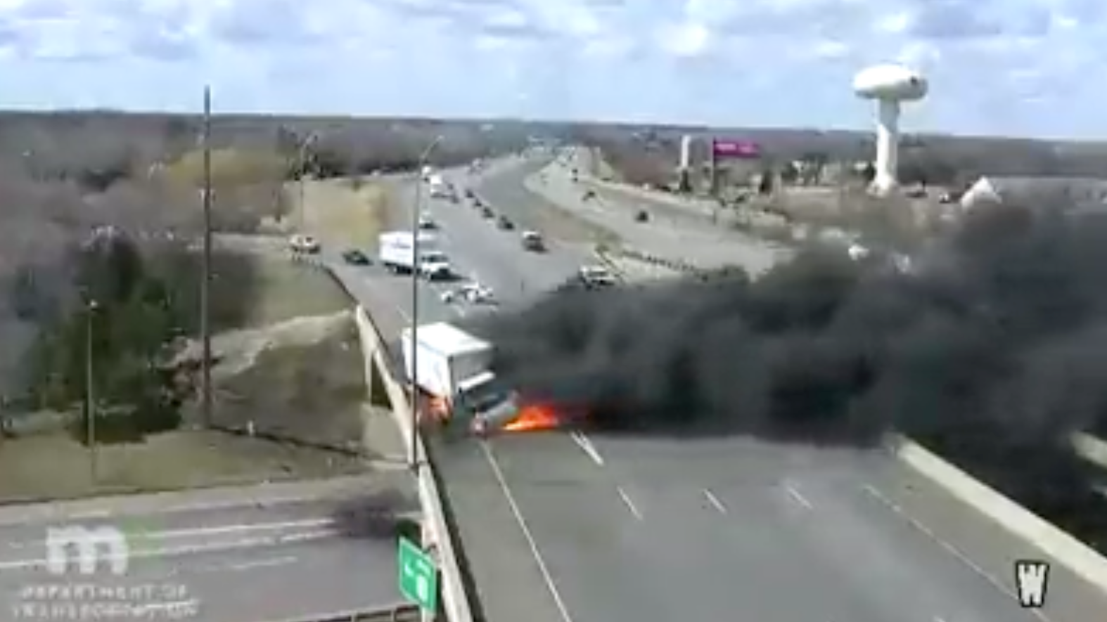 WATCH: Box truck erupts into fireball after collision in Blaine