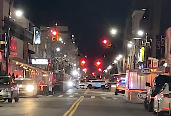 Police cordoned off an area near the bar as they investigated overnight