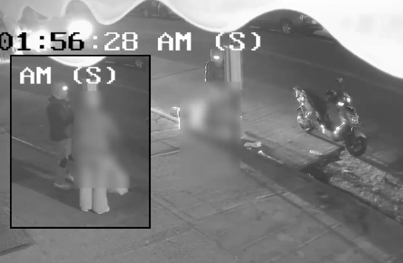 Police are searching for a suspect on a motorized scooter seen slapping the woman to the ground and sexually assaulting her