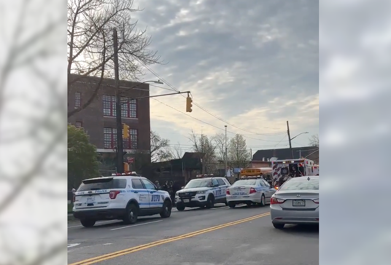 Police outside P.S. 69 Journey Prep School in the Soundview section