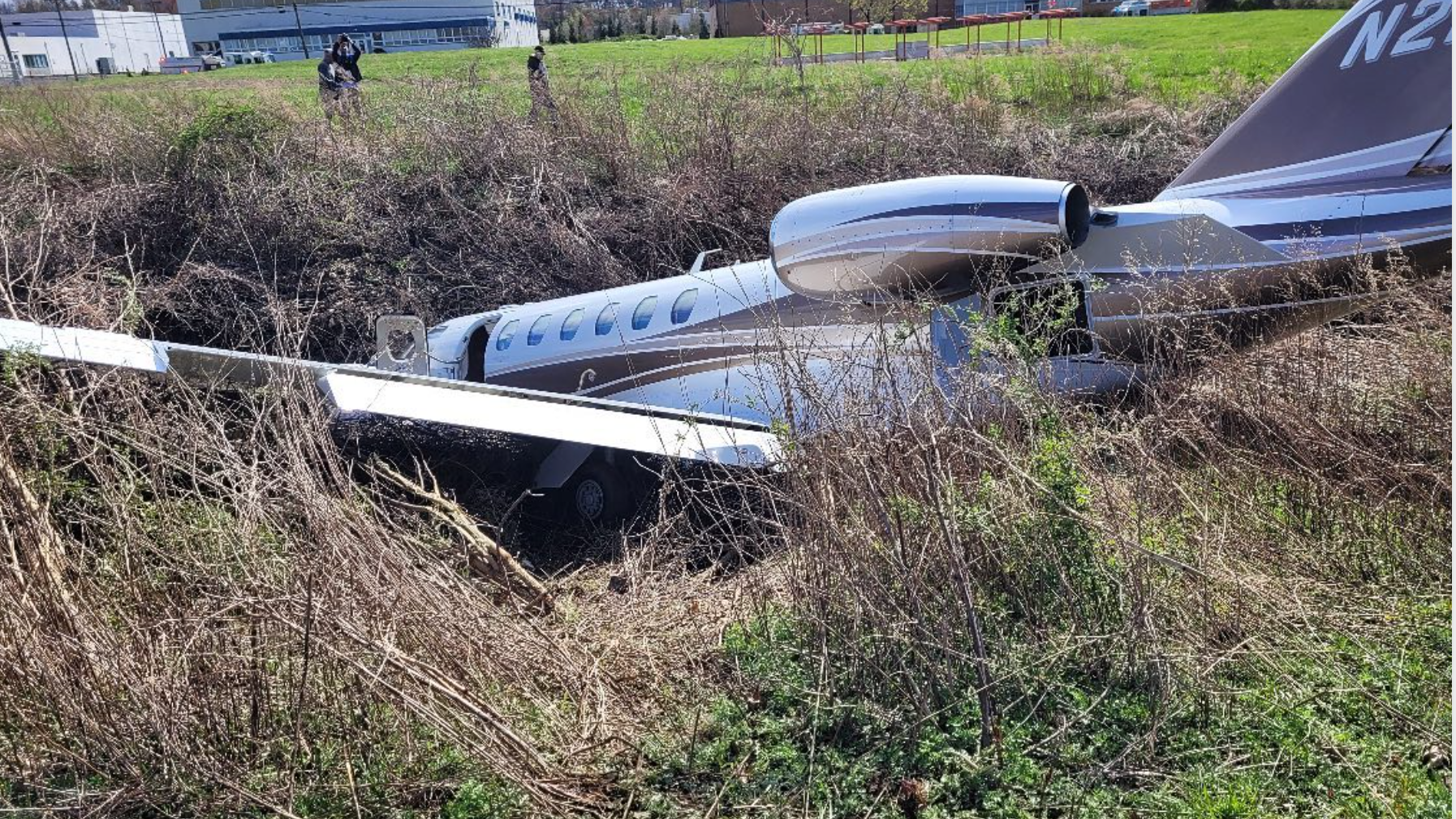 PHOTO: Private jet runs off Essex County Airport runway; no injuries