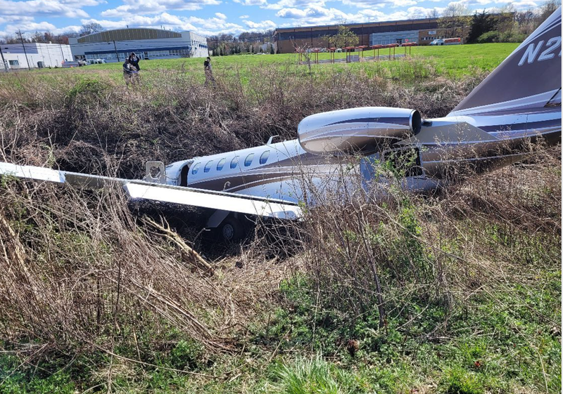 Three people onboard a small private jet were uninjured after their plane ran off a runway at Essex County Airport on Sunday afternoon.