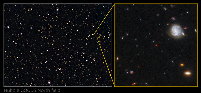 An international team of astronomers using archival data from NASA's Hubble Space Telescope and other space- and ground-based observatories have discovered a unique object in the distant universe that is a crucial link between young star-forming galaxies and the earliest supermassive black holes.