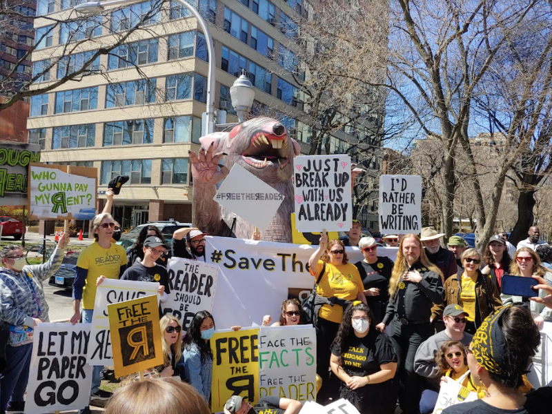 inflatable rat at rally