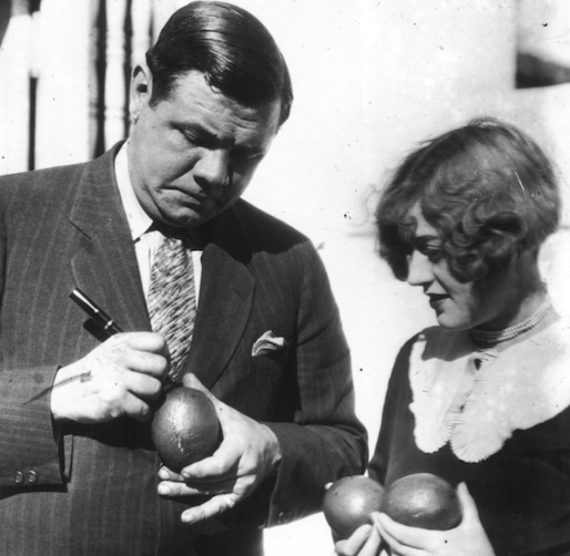 Babe Ruth and fan