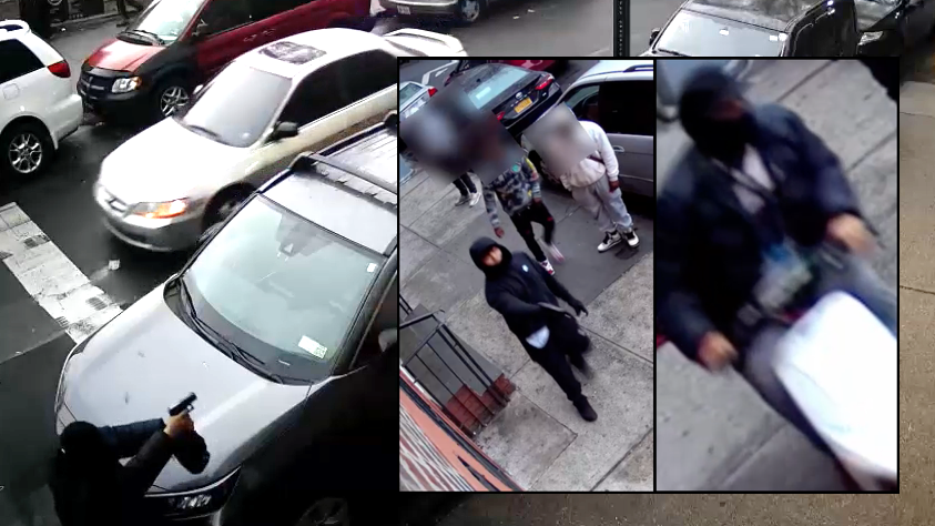 VIDEO: Men get in shootout on busy Bronx street after scooter drives through group