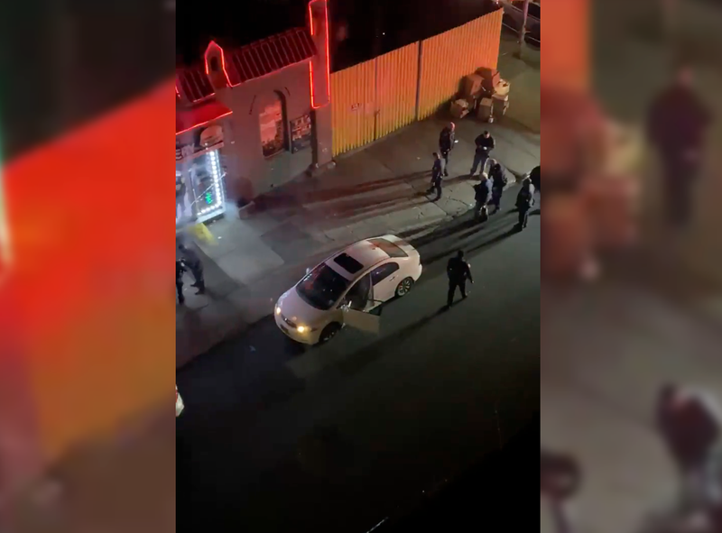 The man was shot as he sat in a Honda Civic around 8:40 p.m. near Junius Street and Liberty Avenue, police said
