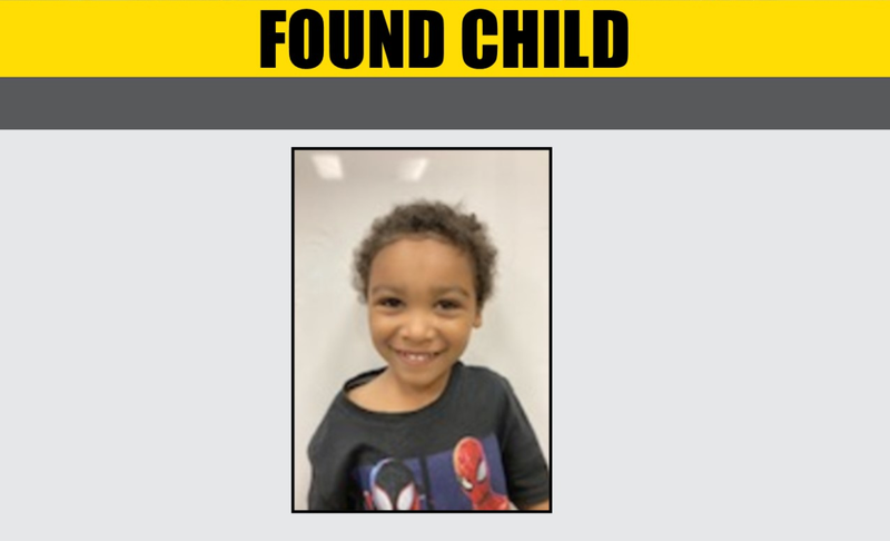 Missing child found in homeless encampment.