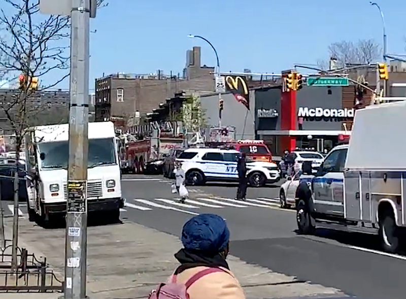 The NYPD and FDNY were seen outside the 145th Street subway station in Hamilton Heights after a man and woman were fatally struck by a train