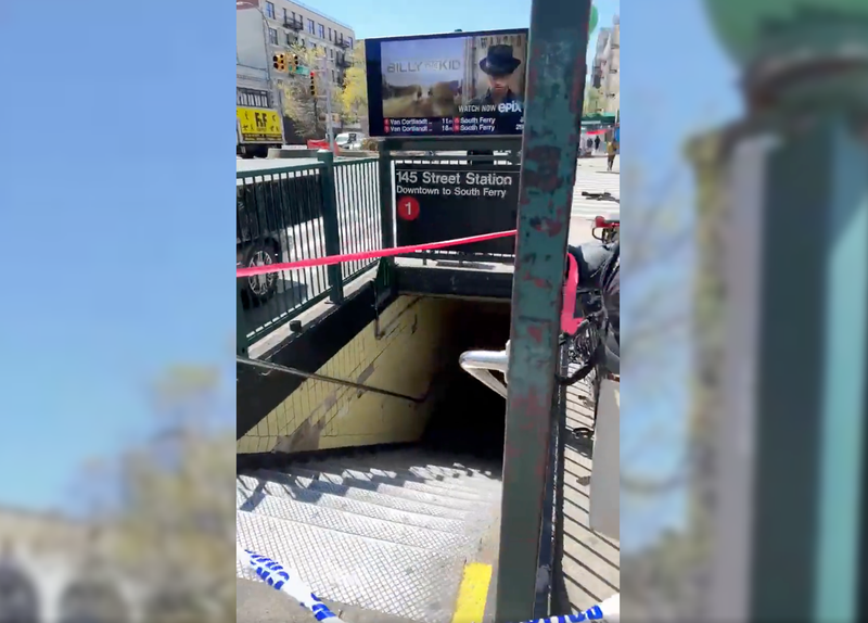 The 145th Street subway station was roped off with tape after a man and woman were fatally struck by a train there Friday morning