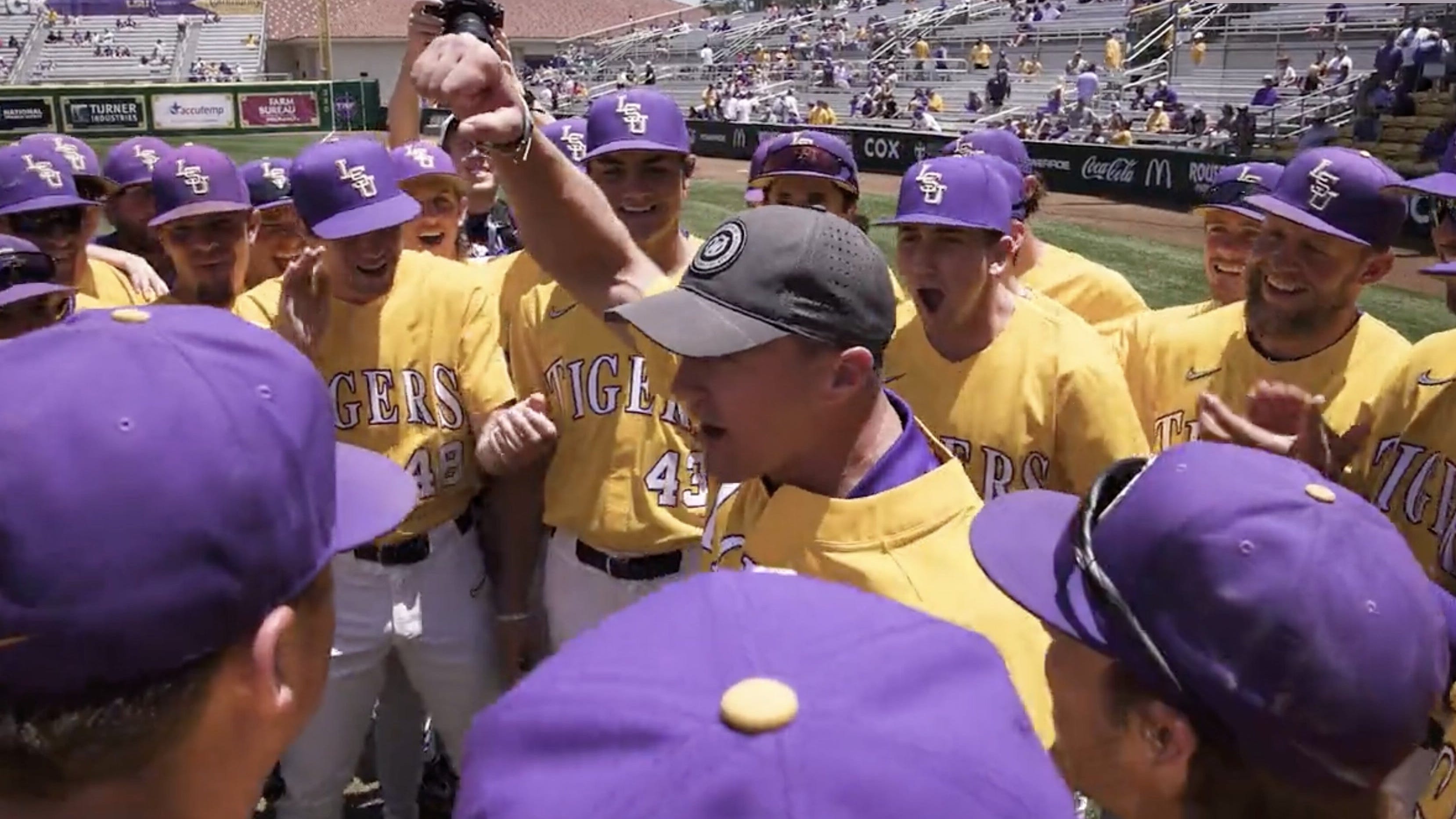 Drew Brees' LSU baseball hype speech was unplanned and perfect, Jay Johnson says