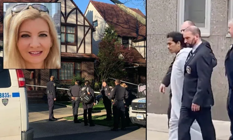 Police outside Orsolya Gaal’s home in Forest Hills last week. David Bonola (right) has been charged in her murder.