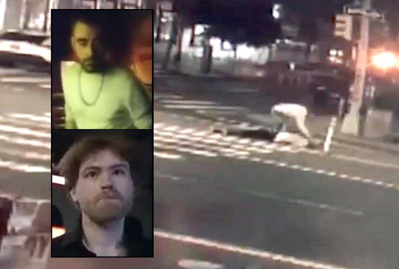 Police are searching for two men after a 46-year-old man was critically injured in an attack on an East Village street on May 18