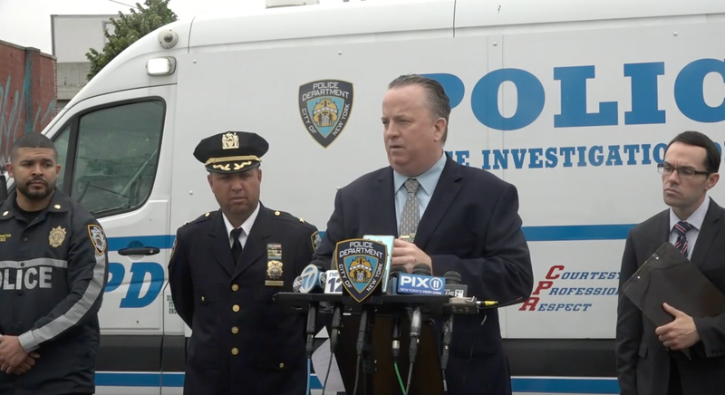NYPD officials speaking at press conference about shooting