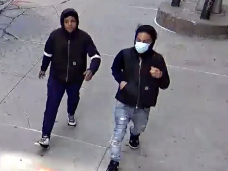 Police are searching for two teens after gunfire erupted behind 411 West 18 St. in Chelsea on Thursday afternoon