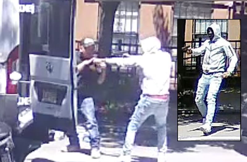 Police are searching for a suspect after a man unloading a truck was shot in the leg and robbed of a $8,000 chain in East Harlem on Monday afternoon