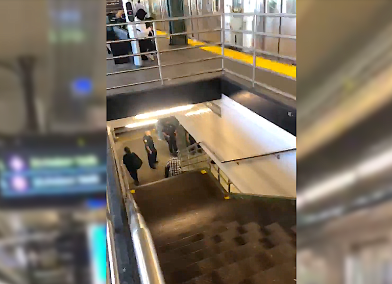 Police were seen at Queensboro Plaza after the stabbing Friday morning