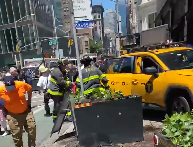 A taxi jumped the curb and struck multiple people in Manhattan on Monday afternoon, police said.