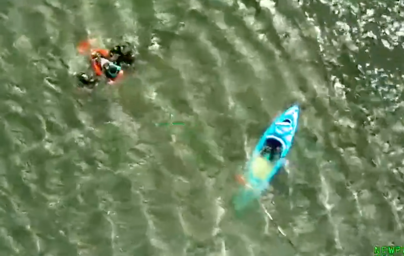 The NYPD Aviation's Air Sea Rescue released video on Monday of an overturned kayaker being saved from Jamaica Bay.