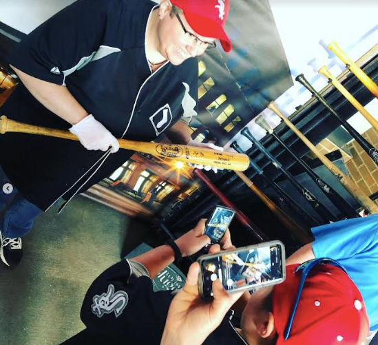 Sox fan holds bat