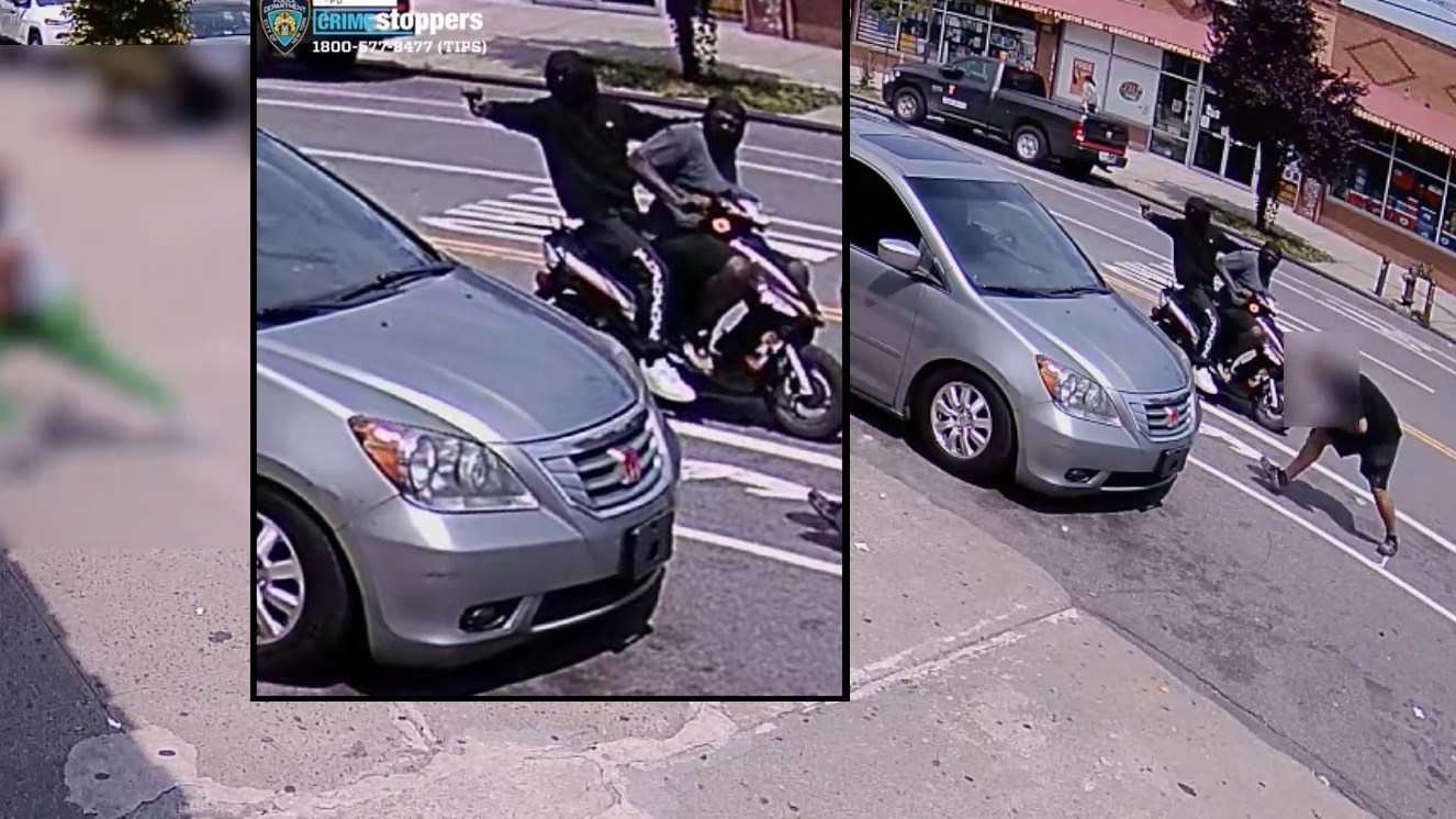 VIDEO: Man shot in chest in Bronx scooter drive-by; 2 suspects sought