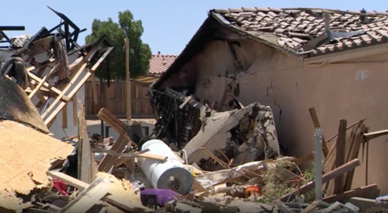 Home destroyed by explosion in Victorville.