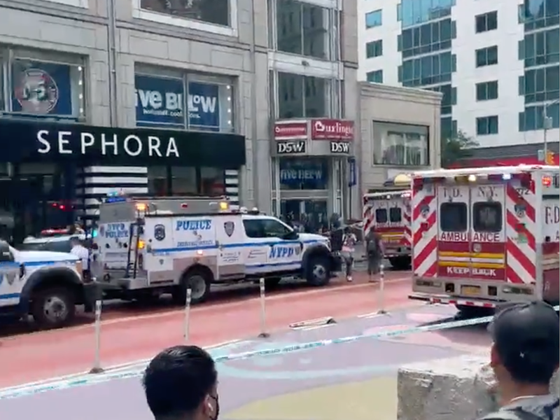 Police respond to a possible jumper at Union Square Park on Wednesday afternoon, shutting down the nearby area.