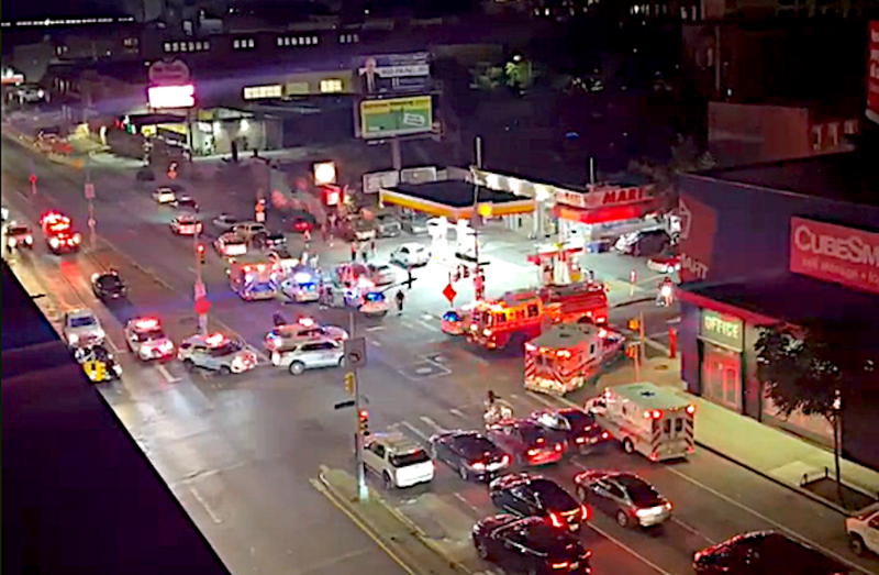 The shooting scene at Classon and Atlantic avenues in Crown Heights on Wednesday night
