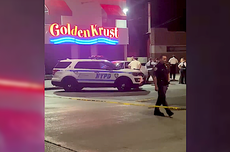 The intersection where a mortally wounded man crashed into a pole after being stabbed in the Laconia section of the Bronx on Wednesday night
