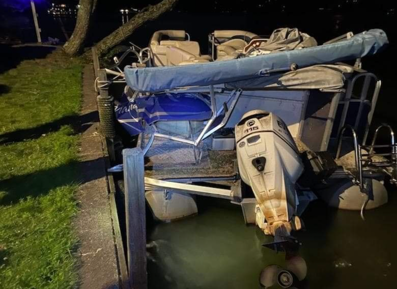 Damage sustained to boat from hit-and-run
