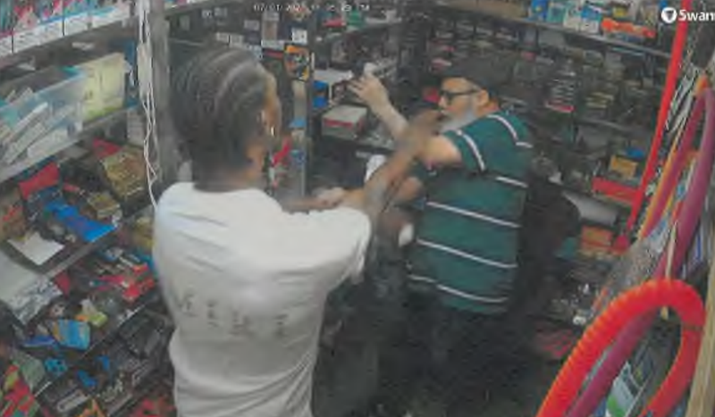 Jose Alba, seen being pushed by Austin Simon, during the July 1 incident.