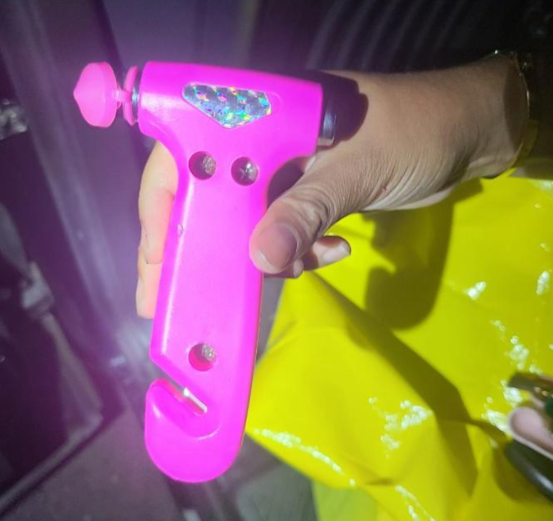 The window-break tool Sara Goyal used to escape from her car after drove into a New Jersey canal on Thursday night.