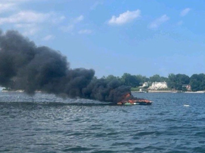 Boat on fire