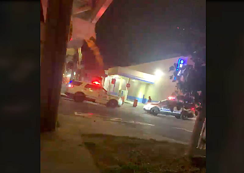 Police at the Beach 67th Street station in Arverne, Queens, on Wednesday night