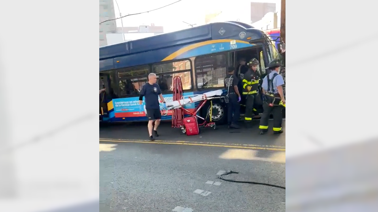 12 passengers hurt, driver critical after bus crashes into Bronx subway pillar