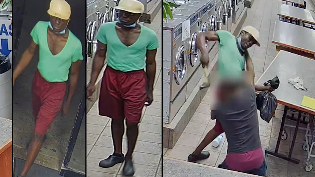 VIDEO: Thief bashes Brooklyn laundromat worker in head with hammer; suspect sought