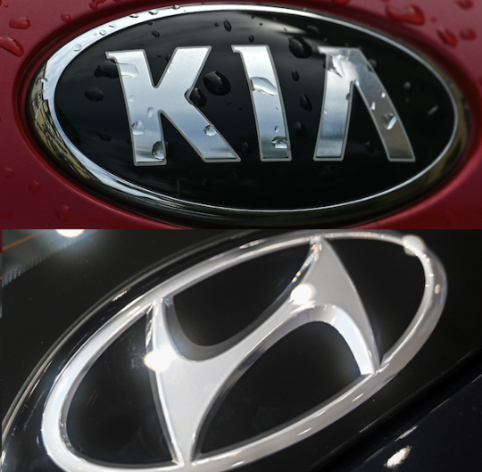 logos of Kia, Hyundai