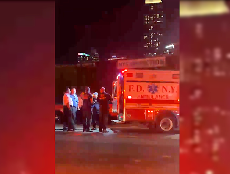 Four people, including two NYPD officers and an EMT, were injured by a brick-tosser in Long Island City on Monday night