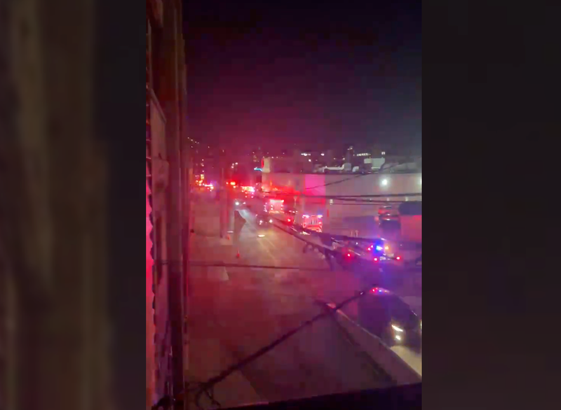 It's unclear if the ambulance was responding to an emergency at the time. Multiple ambulances were spotted at the scene on Vernon Boulevard