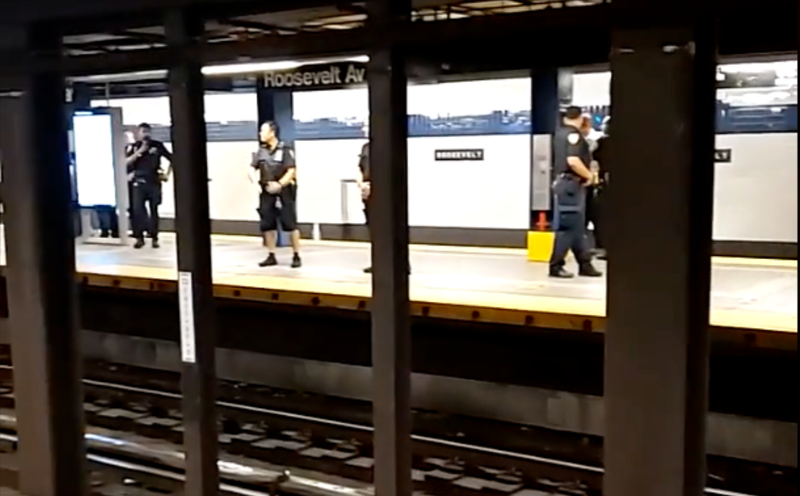 A teen's arm was severed after he was hit by a train at the Roosevelt Avenue/74th Street subway station in Jackson Heights on Monday.