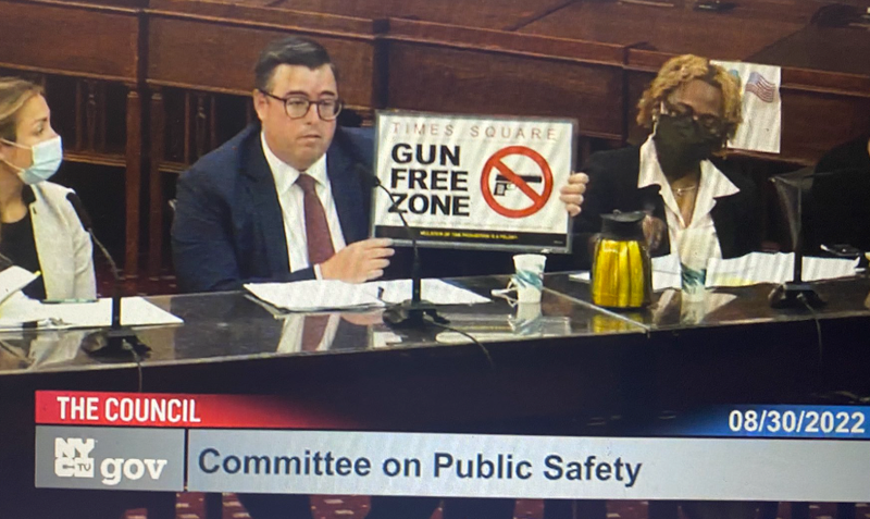 Signs reading "gun free zone" will be put up for people to see as they enter Times Square, officials said