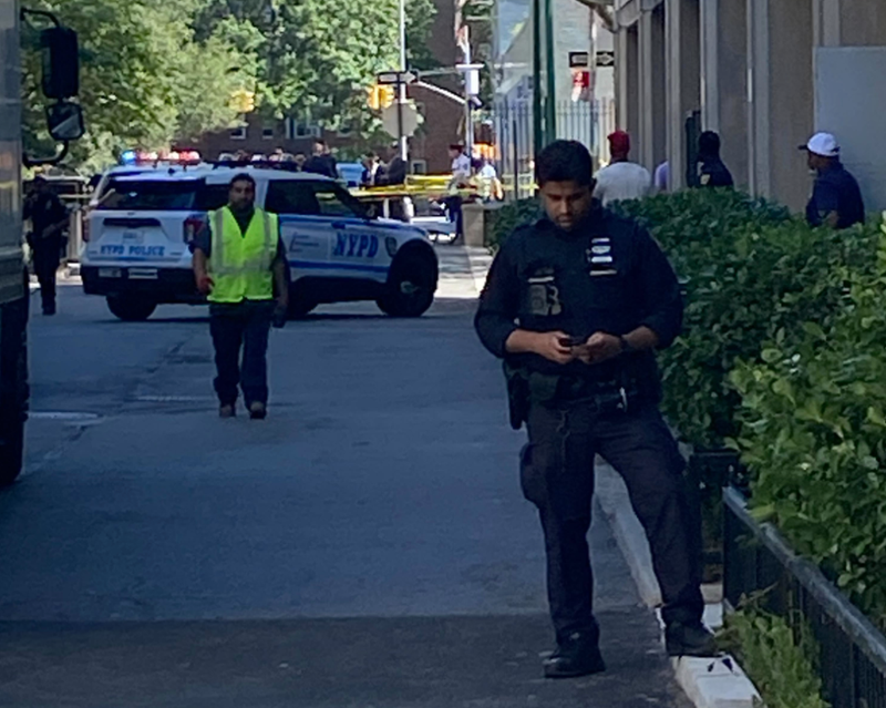 Police responded to the scene after a man was shot in the head in the East Village on Thursday.