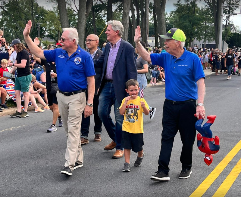 New Jersey Assemblyman Rob Karabinchak walks with other officials in the 63rd annual South Plainfield Labor Day parade on Monday.